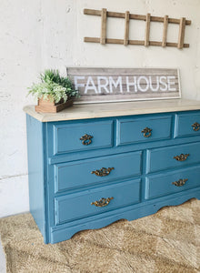 Beautiful Blue Farmhouse Buffet or Dresser