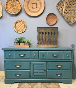 Pretty Coastal Long Dresser or Buffet