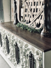 Load image into Gallery viewer, Ornate Vintage Farmhouse Dresser, Buffet, or TV Stand