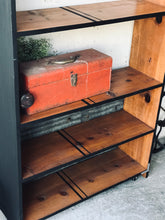 Load image into Gallery viewer, Industrial Farmhouse Rolling Bookshelf