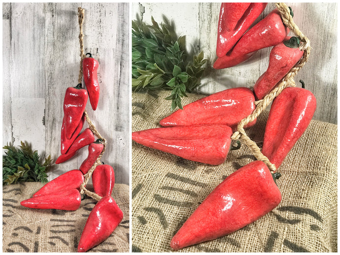 Faux mache chili peppers