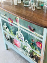 Load image into Gallery viewer, Pretty Floral Blue Chest of Drawers
