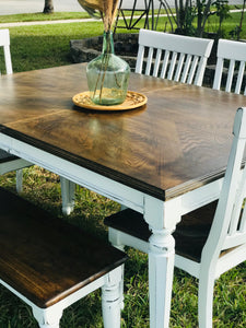 Perfect Large Farmhouse Table w/4 Chairs & Bench