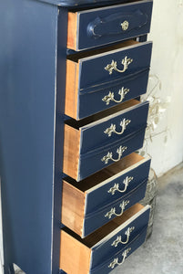 Beautiful Navy Blue French Provincial Lingerie Chest