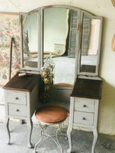 Load image into Gallery viewer, Pretty Antique Vanity &amp; Stool