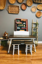 Load image into Gallery viewer, Adorable Mini Farmhouse Toddler Table w/Bench &amp; Stools