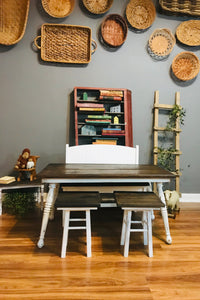 Adorable Mini Farmhouse Toddler Table w/Bench & Stools