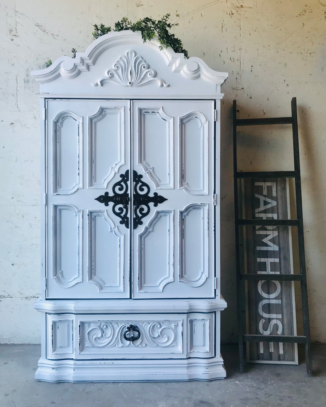 Beautiful Vintage Farmhouse Armoire Chest of Drawers