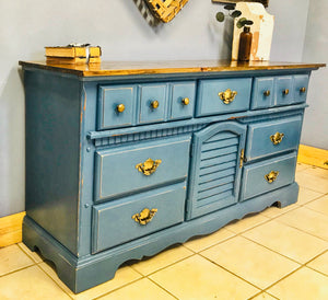 Perfect Blue Chunky Long Dresser, Buffet, or TV Stand