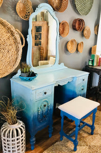 Gorgeous Antique Ombré Vanity & Stool