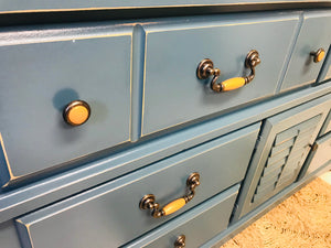 Pretty Coastal Long Dresser or Buffet