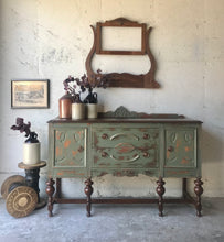 Load image into Gallery viewer, Stunning Distressed Vintage Jacobean Buffet Cabinet