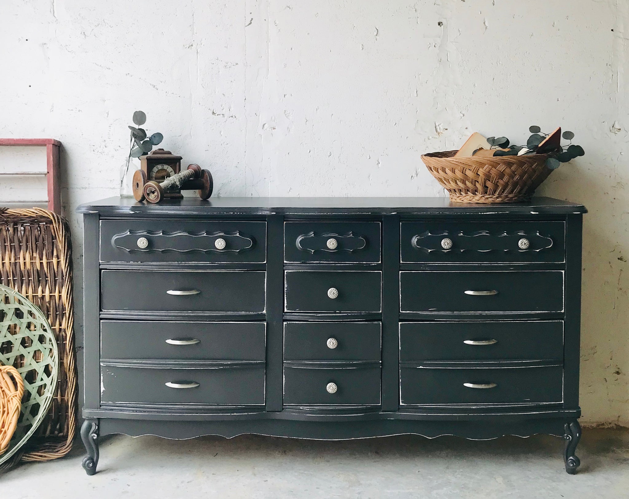 Moody Vintage French Provincial Long Dresser Farmhouse Friar Moody Vintage French Provincial Long Dresser Farmhouse Friar