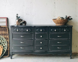 Moody Vintage French Provincial Long Dresser
