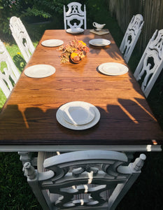 Extra Large Vintage Farmhouse Dining Table & Chairs