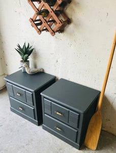 Cute Modern Navy Blue Nightstand Set