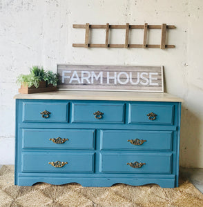 Beautiful Blue Farmhouse Buffet or Dresser