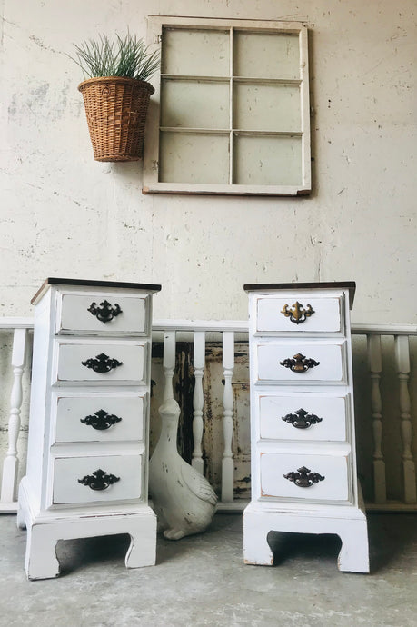 Pretty Repurposed Farmhouse Nightstand Set (2)