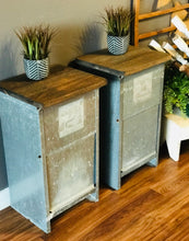 Load image into Gallery viewer, Repurposed Galvanized Feeder Nightstand Set