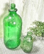 Load image into Gallery viewer, Old Green Glass Bottles (2)