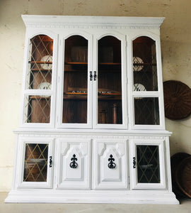 Beautiful Large Vintage Farmhouse China Cabinet
