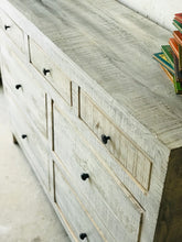 Load image into Gallery viewer, Pretty Whitewashed Solid Wood Dresser, Buffet, or TV Stand