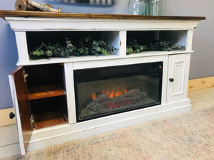 Amazing Farmhouse Faux Fireplace TV Stand