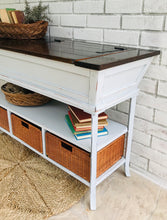 Load image into Gallery viewer, Unique Farmhouse Entryway Storage Table