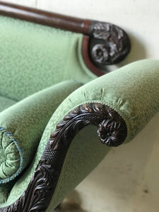 Beautiful Late 1800s Antique Carved Mahogany Sofa