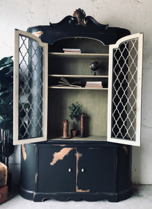 Gorgeous Large Black & Gold China Cabinet