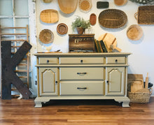 Load image into Gallery viewer, Neutral Vintage Solid Wood Buffet Table