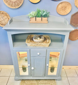 Beautiful Gray Lighted Hutch