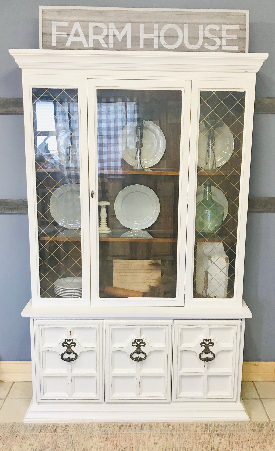 Shabby Vintage Lighted China Cabinet