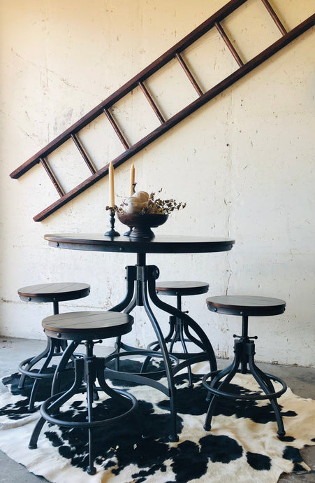 Industrial Adjustable Table & Stools (5pc)