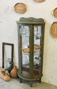 Chippy Green Lighted Curio Cabinet