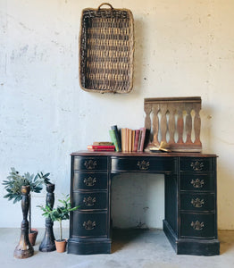 Classy Vintage Black Farmhouse Desk