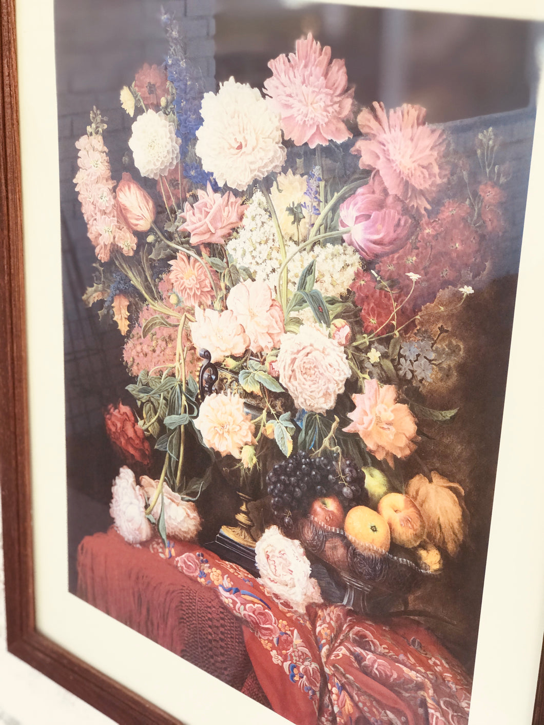 Victorian Style Floral Print & Frame