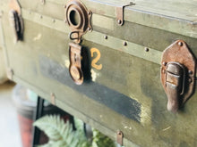 Load image into Gallery viewer, Amazing Vintage Army Trunk on Hairpin Legs