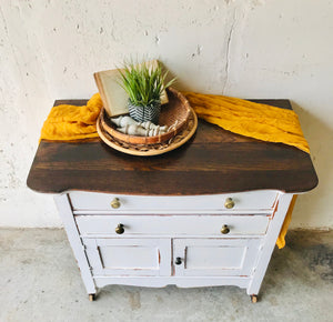 Charming Antique Rolling Cabinet