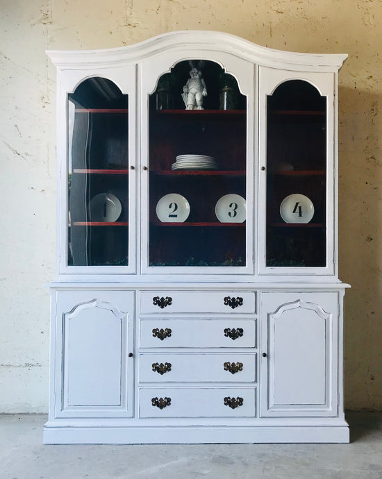 Classy Large Vintage Farmhouse China Cabinet