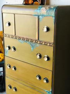 Western Glam Vintage Waterfall Chest of Drawers