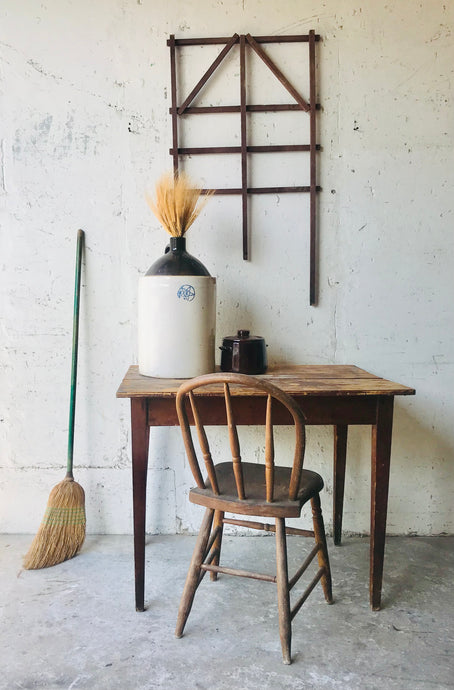 Old Primitive Table & Vintage Chair Set (2pc)