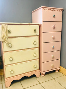 Adorable Pink Tall & Skinny Chest of Drawers