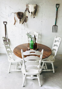 Beautiful Vintage Round Farmhouse Table & Chairs Set