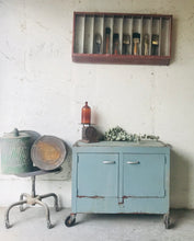 Load image into Gallery viewer, Vintage Industrial Rolling Storage Cabinet