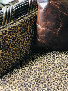 Amazing Wood Frame Leopard Loveseat & Pillows