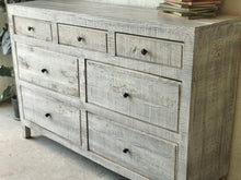 Load image into Gallery viewer, Pretty Whitewashed Solid Wood Dresser, Buffet, or TV Stand
