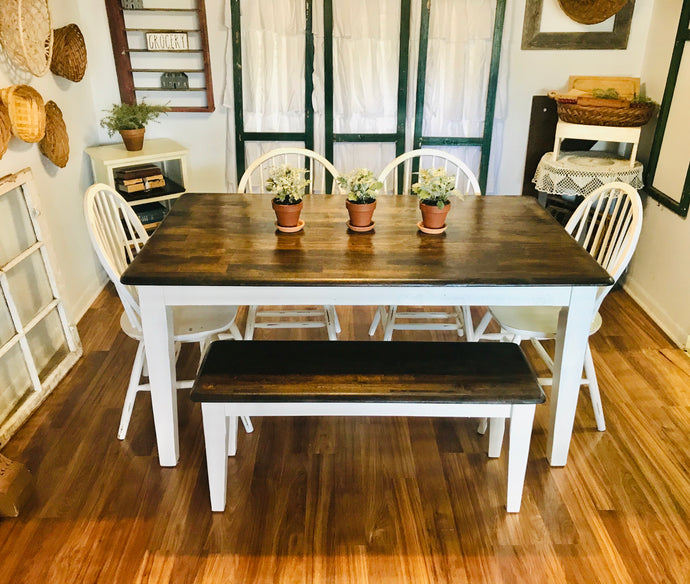 Fresh Farmhouse Table w/Bench & Chairs