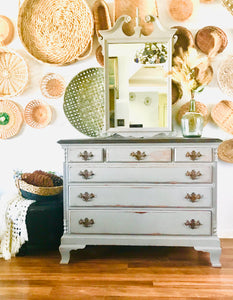 Pretty Wood Antique Dresser w/Mirror