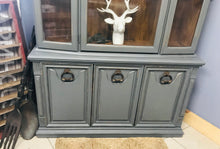 Load image into Gallery viewer, Classy Gray Vintage Two-piece China Cabinet